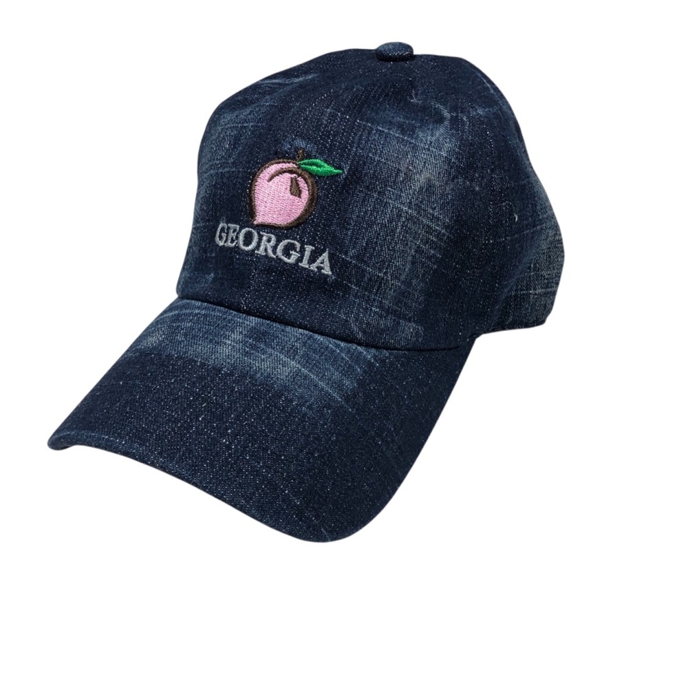 Georgia Peach Embroidered Baseball Trucker Hat Cap Denim Festival Outdoors Boho